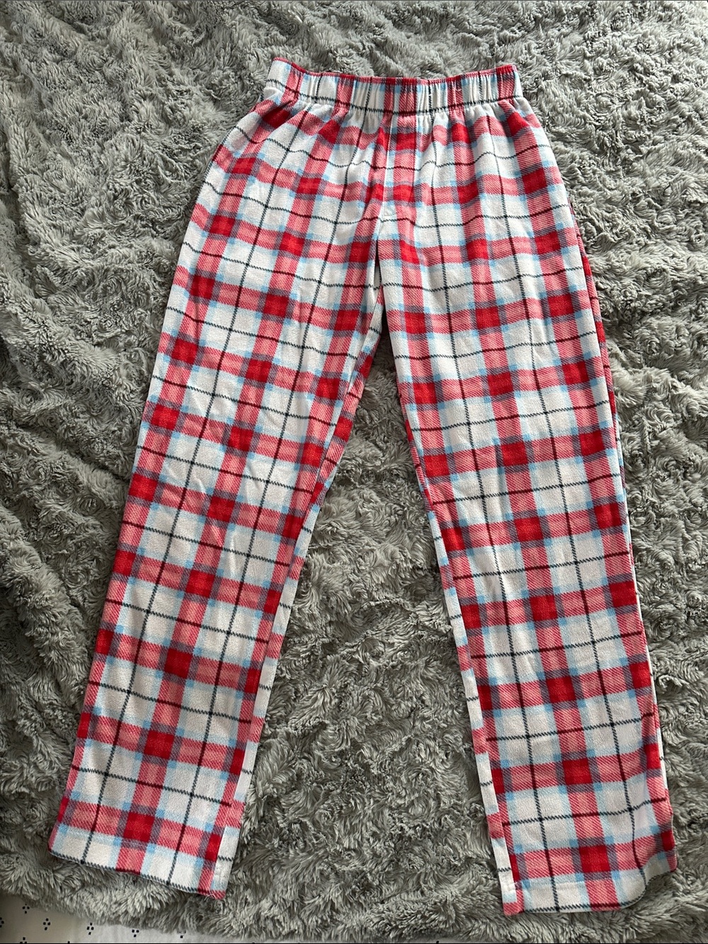 Plaid Fleece Lounge Pants in Red and White